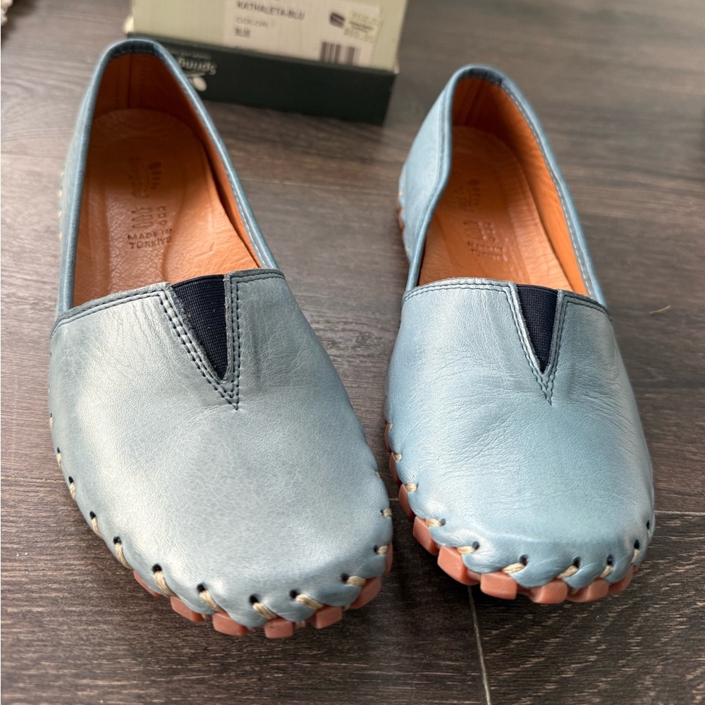 Spring Step Light Blue Leather Loafers
